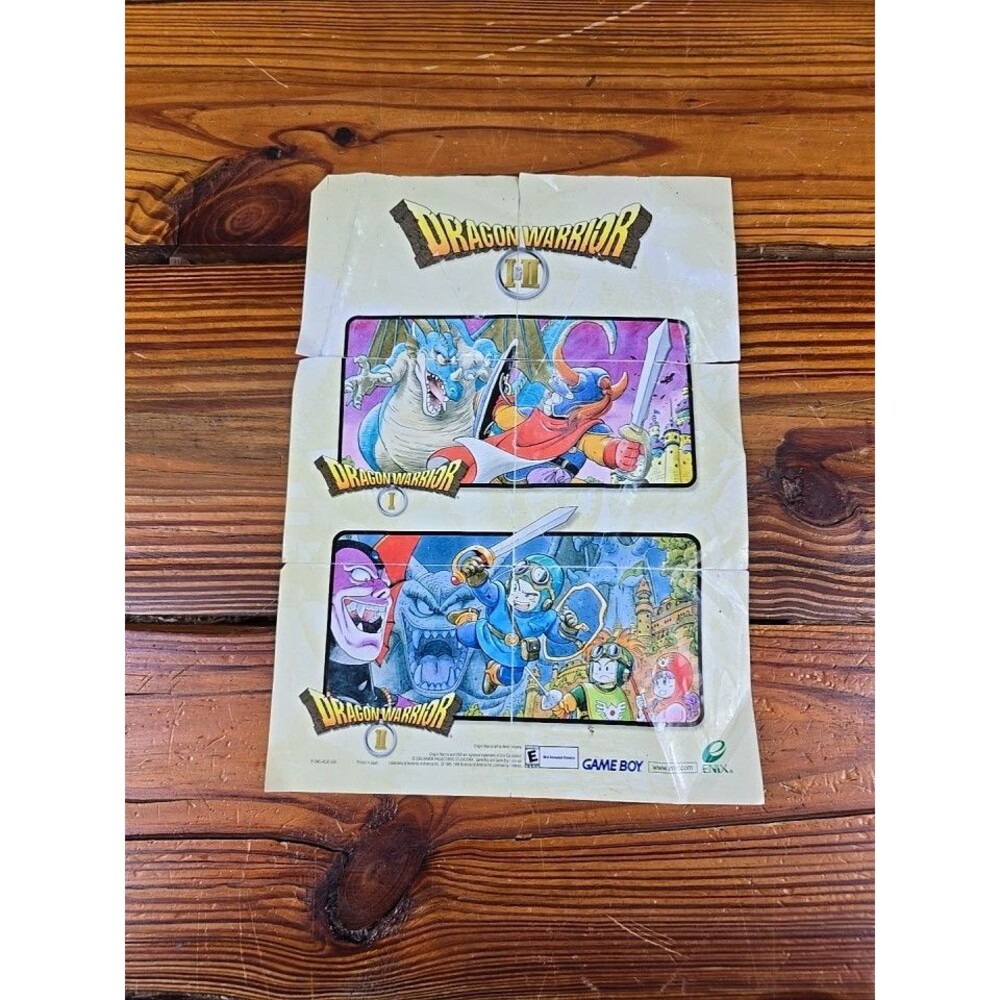 Dragon Warrior I & II Nintendo Game Boy Color Foldable Poster Map Insert ONLY